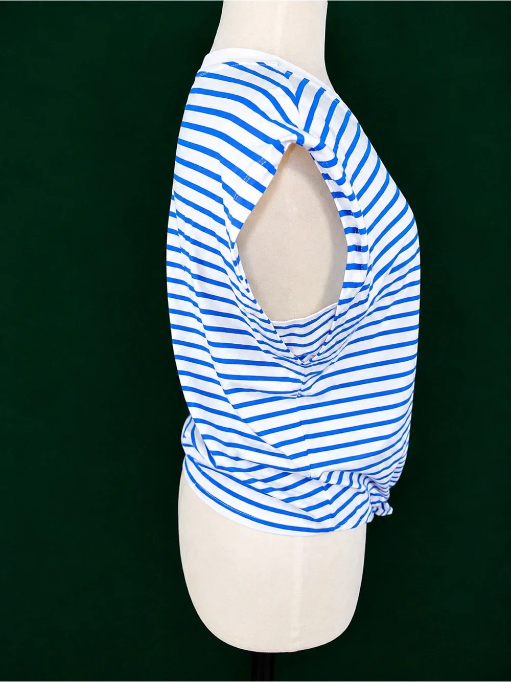 Molly Bracken White & Blue Striped Short Sleeve Tie-Hem Tee
